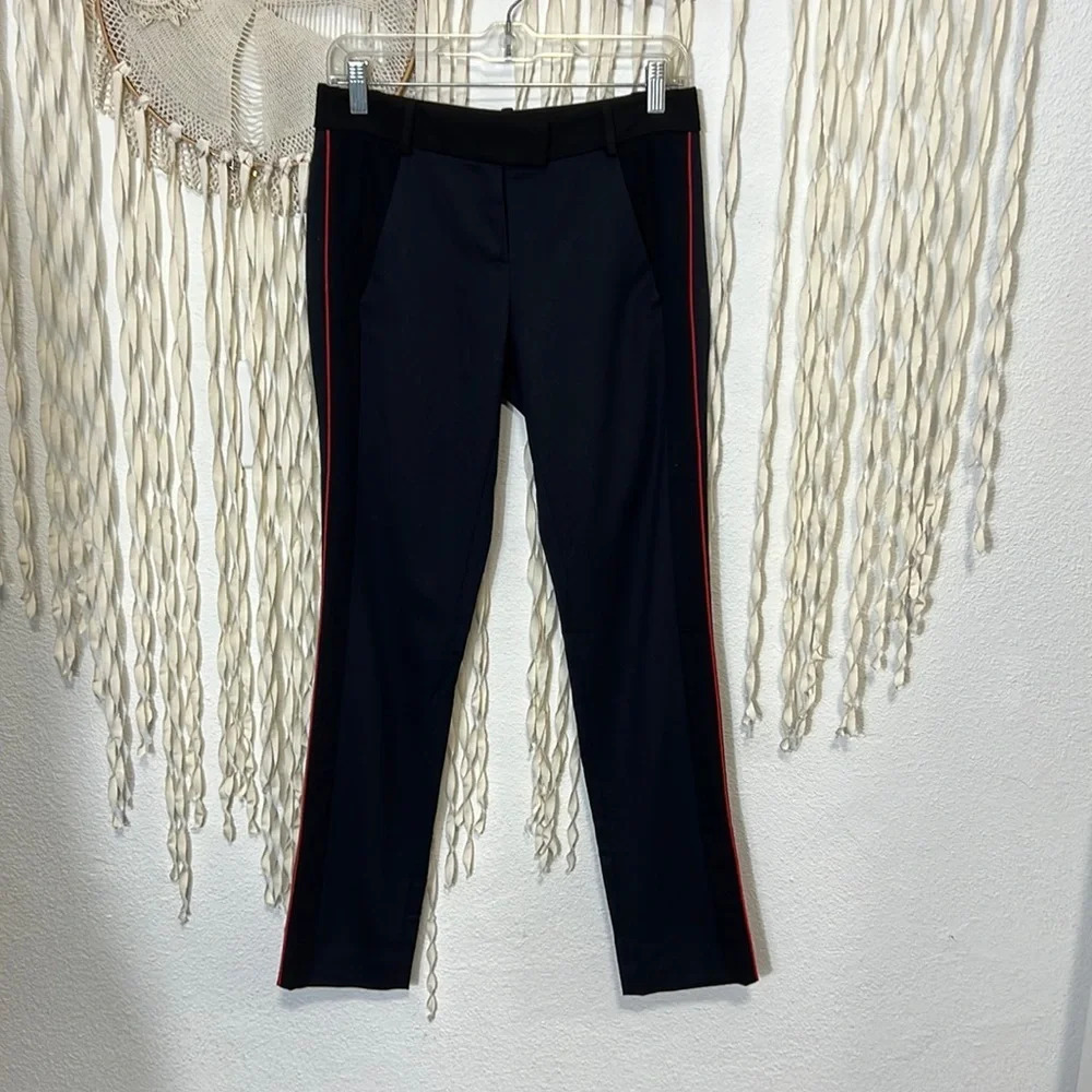 Maje Navy and Black Mid Rise Wool Trouser Size 34/US4